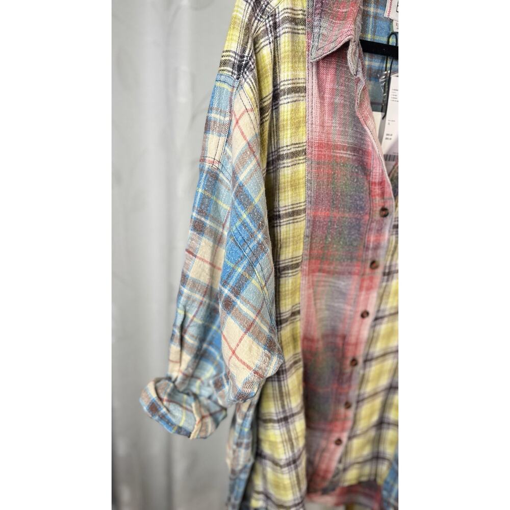 NWT Urban Outfitters BDG Robbie Spliced Flannel Button-Down Trendy Shirt XL - Picture 11 of 14
